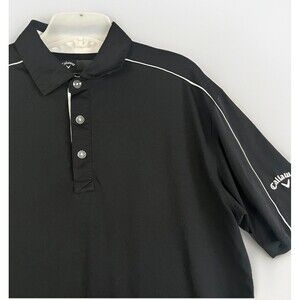 Callaway Golf Polo Mens Size Medium Black Stripe Short Sleeve Shirt Performance